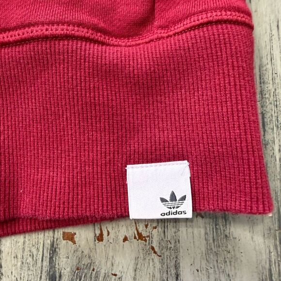 Adidas Vibrant Maroon Ribbed Zip Up Sweatshirt - Picture 2 of 8